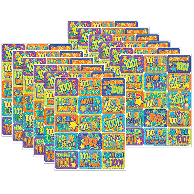 Picture of Eureka EU-658408-12 Color World 100 Day Sticker&#44; Pack of 12