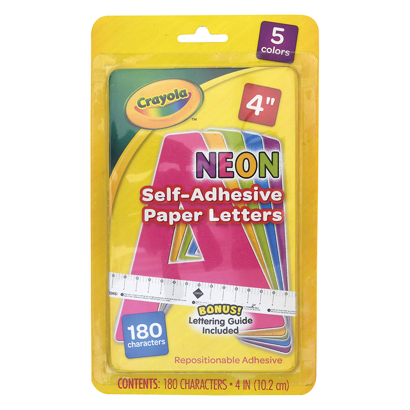 Picture of Dixon Ticonderoga PAC1646CRA-3 4 in. Self-Adhesive Project Paper Letters, Assorted Neon Colors - 180 Count - Pack of 3