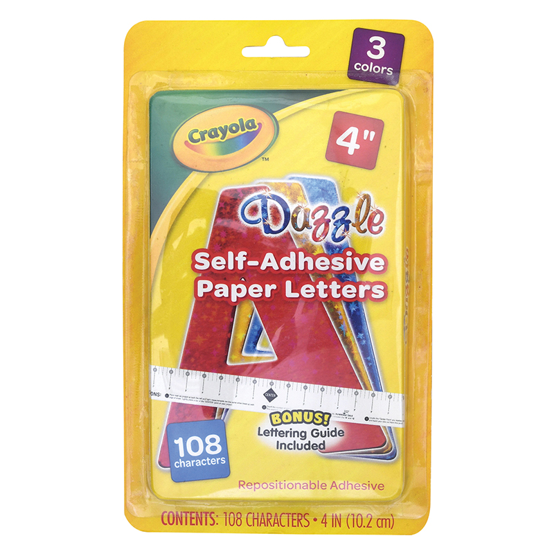 Picture of Dixon Ticonderoga PAC1648CRA-3 4 in. Self-Adhesive Letters&#44; Dazzle Colors - 108 Count - Pack of 6