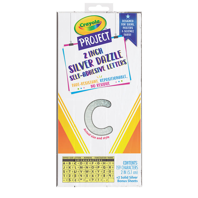 Picture of Dixon Ticonderoga PAC51662CRA-3 2 in. Crayola Self-Adhesive Letters&#44; Silver - 159 Count - Pack of 3