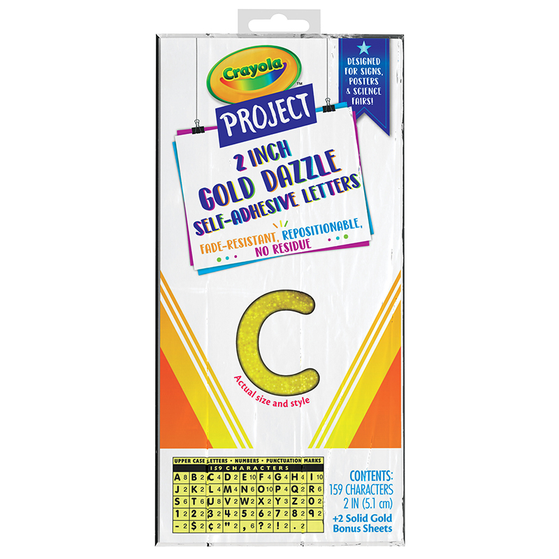 Picture of Dixon Ticonderoga PAC51663CRA-3 2 in. Crayola Self-Adhesive Letters&#44; Gold - 159 Count - Pack of 3