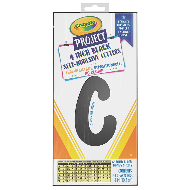 Picture of Dixon Ticonderoga PAC51693CRA-3 4 in. Self-Adhesive Crayola Upper & Lowercase Letters&#44; Black - 154 Count - Pack of 3