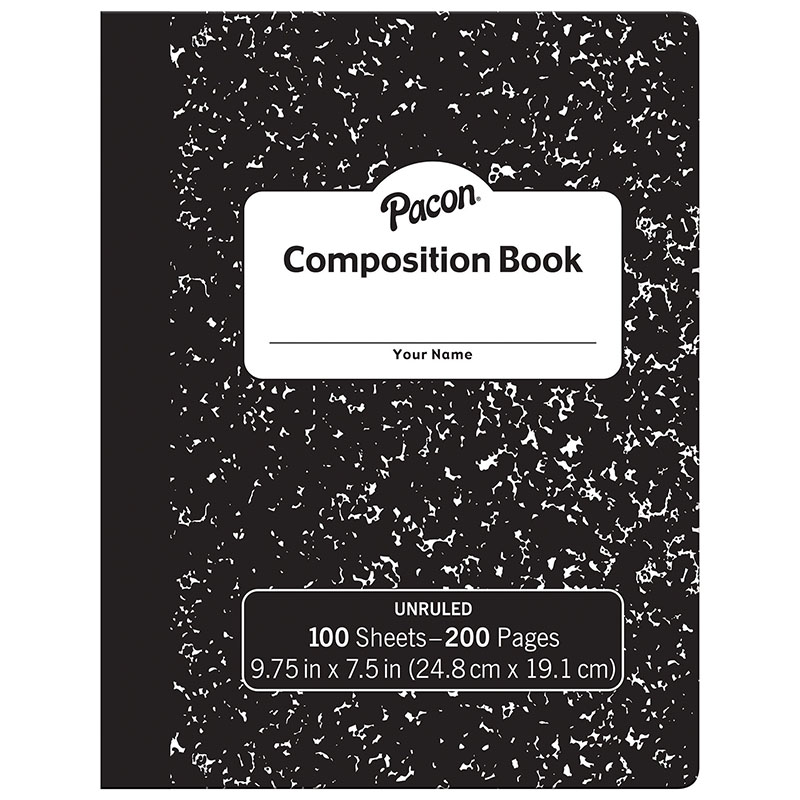 9.75 x 7.5 in. Black Marble Unruled Composition Book, 100 Sheets - Pack of 6