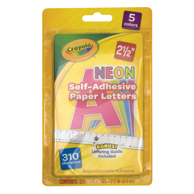 Picture of Dixon Ticonderoga PAC1647CRA 2.5 in. Self-Adhesive Crayola Letters&#44; Assorted Neon Colors&#44; 310 Count