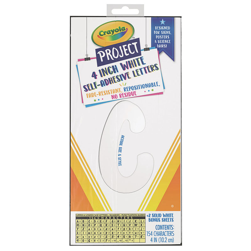 Picture of Dixon Ticonderoga PAC51698CRA 4 in. Self-Adhesive Crayola Upper & Lowercase Letters&#44; White - 154 Count