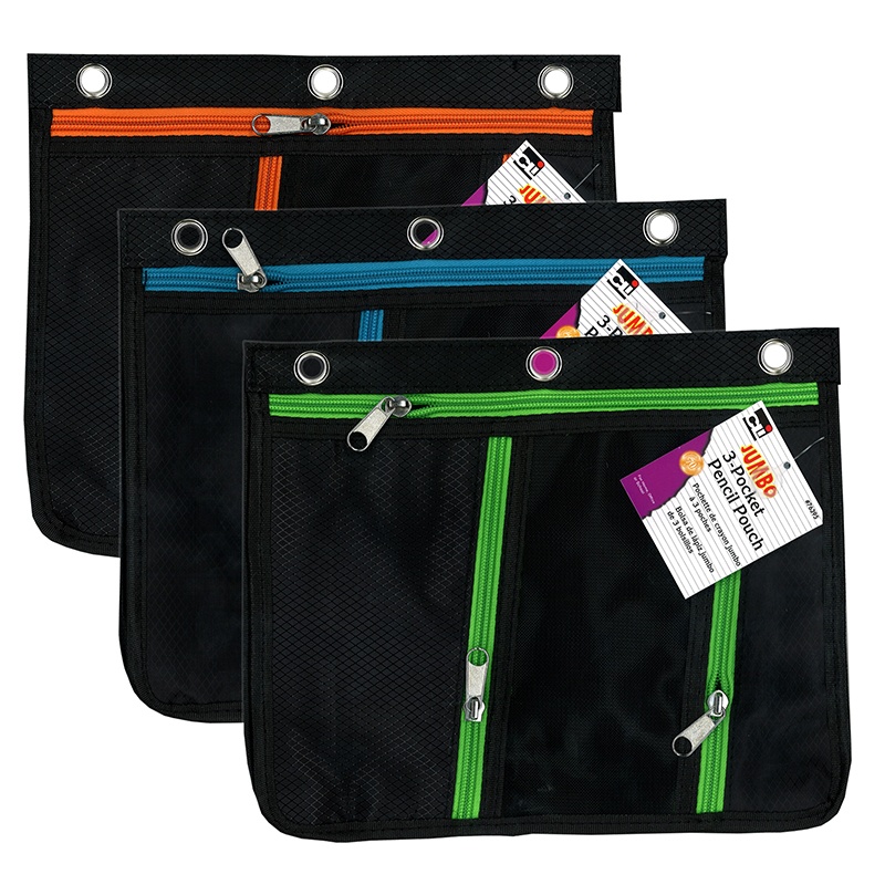 11 x 9 in. Pencil Pouch Set, Assorted Color - 3 Piece