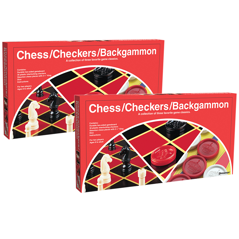 PRE111312-2 Chess Checkers & Backgammon Board Game, Multi Color - Case of 2