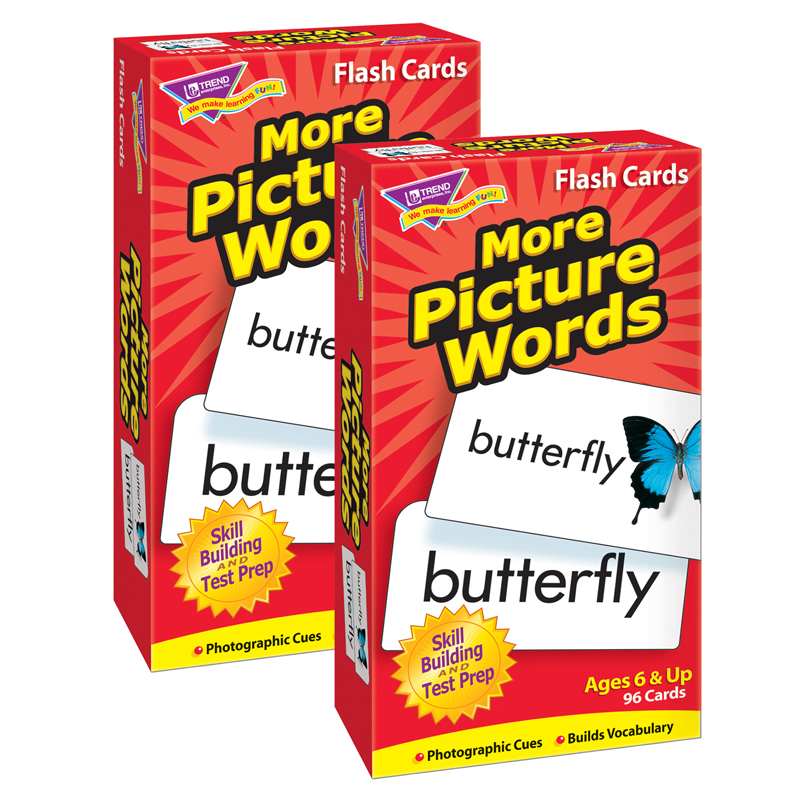 T-53005-2 More Picture Words Skill Drill Flash Cards, Multi Color - Pack of 2 - Box of 96