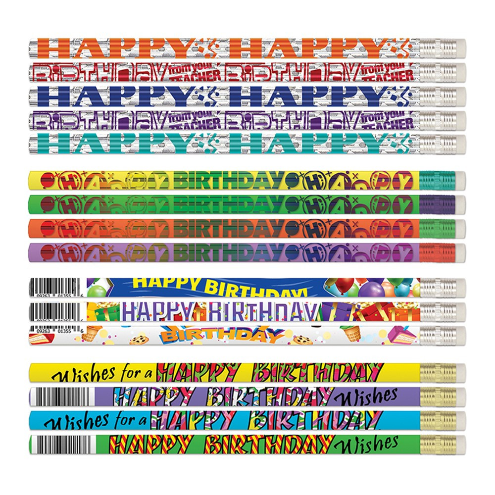 MUSEDUBDAY Teacher Birthday Pencils Assortment, 144 Count