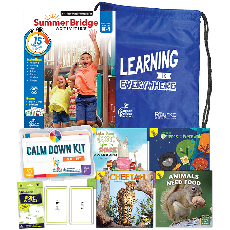 Picture of Carson Dellosa Education CD-745382 Summer Bridge Essentials Backpack & Calm Down Kit Book Set - Grade K-1