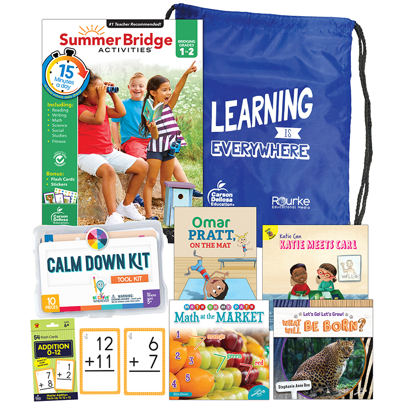 Picture of Carson Dellosa Education CD-745383 Summer Bridge Essentials Backpack & Calm Down Kit Book Set - Grade 1-2