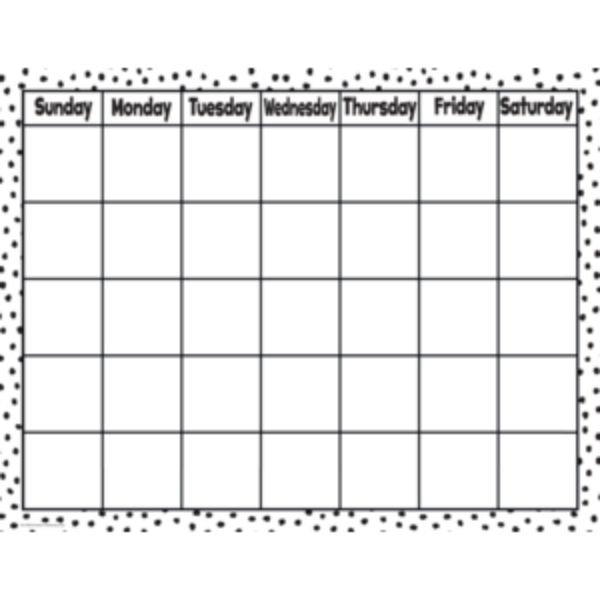 Picture of Teacher Created Resources TCR7080-6 Black Painted Dots on White Calendar Chart&#44; Pack of 6