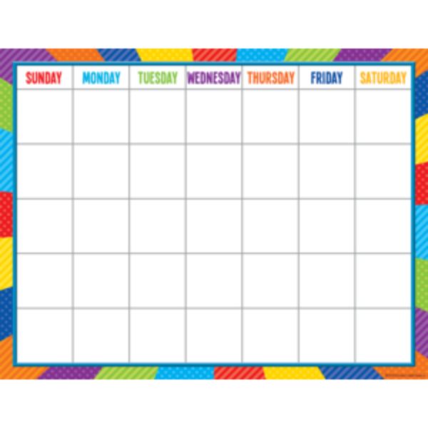 Picture of Teacher Created Resources TCR7549-6 Playful Patterns Calendar Chart, Pack of 6