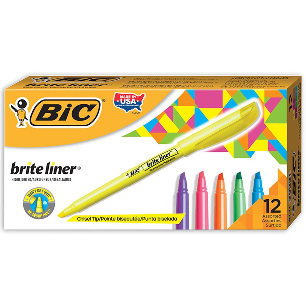 USA  Assorted Chisel Highlighter, Pack of 2 - 12 per Pack