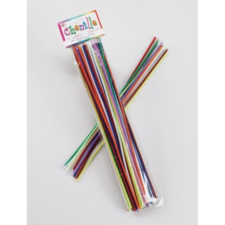 Chenille Stems, Jumbo Fluffy Thick Stem, 6mm x 12in., Assorted Colors, 100-Piece Set, 12PK