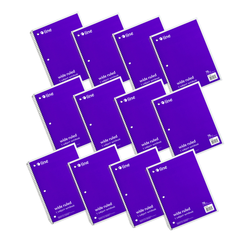 C-Line Products CLI22039-12 1 Sub Wide Ruled Notebook - Purple - Pack of 12