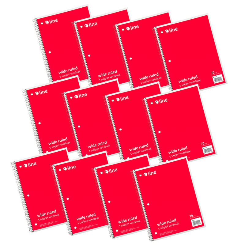 C-Line Products CLI22044-12 1 Sub Wide Ruled Notebook - Red - Pack of 12