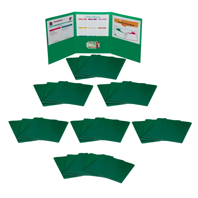 8.5 x 11 in. Tri Fold Pocket Folder - Green - 24 Each