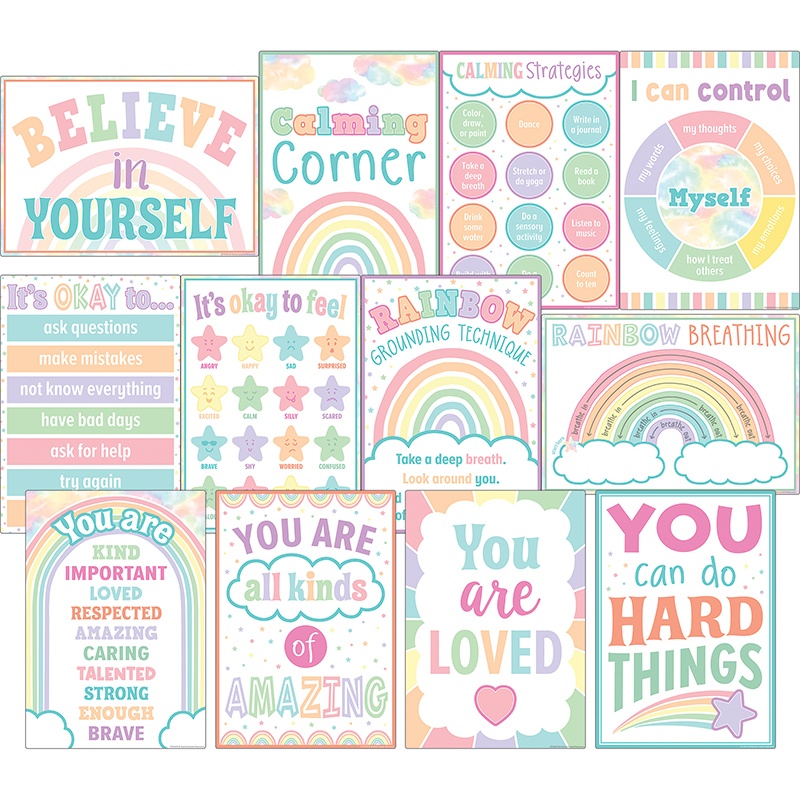 Picture of Teacher Created Resources TCR8439 Pastel Pop Calming Small Poster Pack Strategies