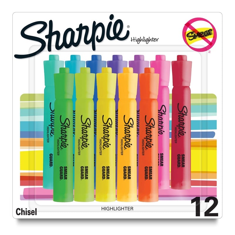 Sharpie Tank Highlighters, Assorted Color - 12 Count