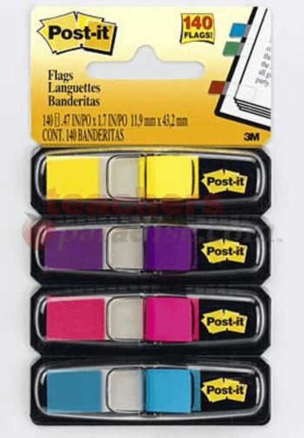 MMM6834AB-3 0.5 x 1.75 in. Post-It Flags in Dispensers, Bright - Medium - 4 Piece - Pack of 3