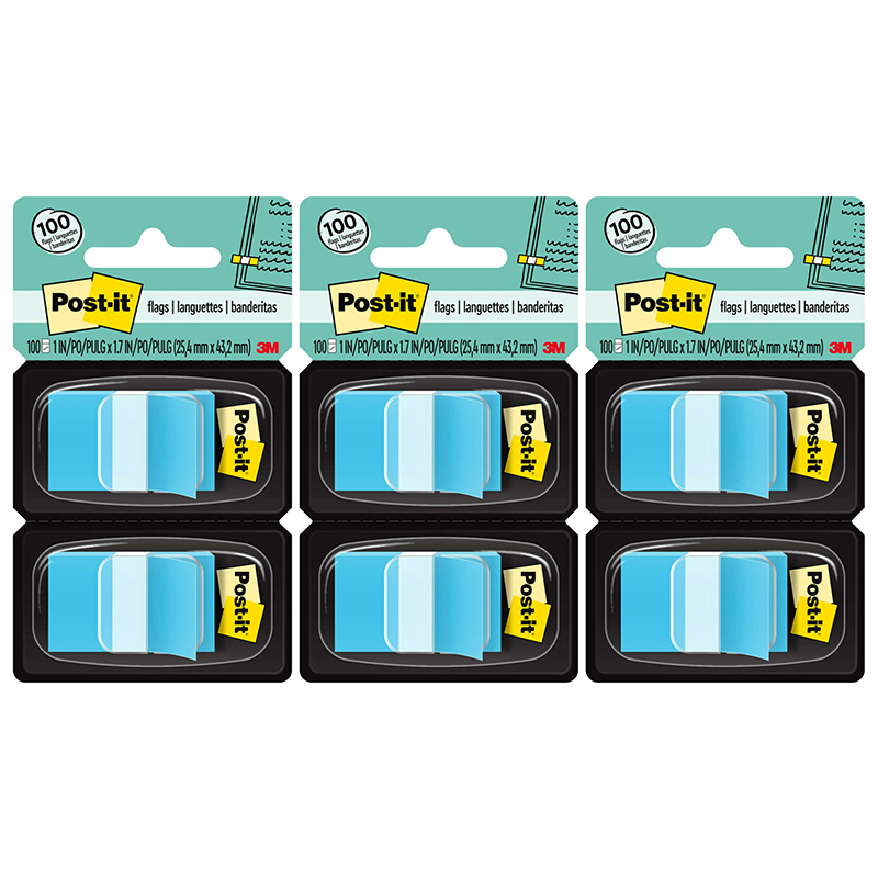 MMM680BB2-3 Post-It Flags Page Markers, Blue - Case of 3 - 2 per Pack