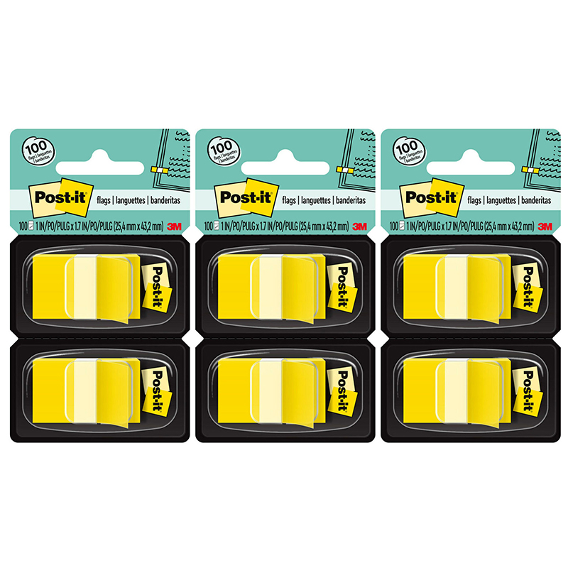 MMM680YW2-3 Post-It Flags Page Markers, Yellow - Case of 3 - 2 per Pack