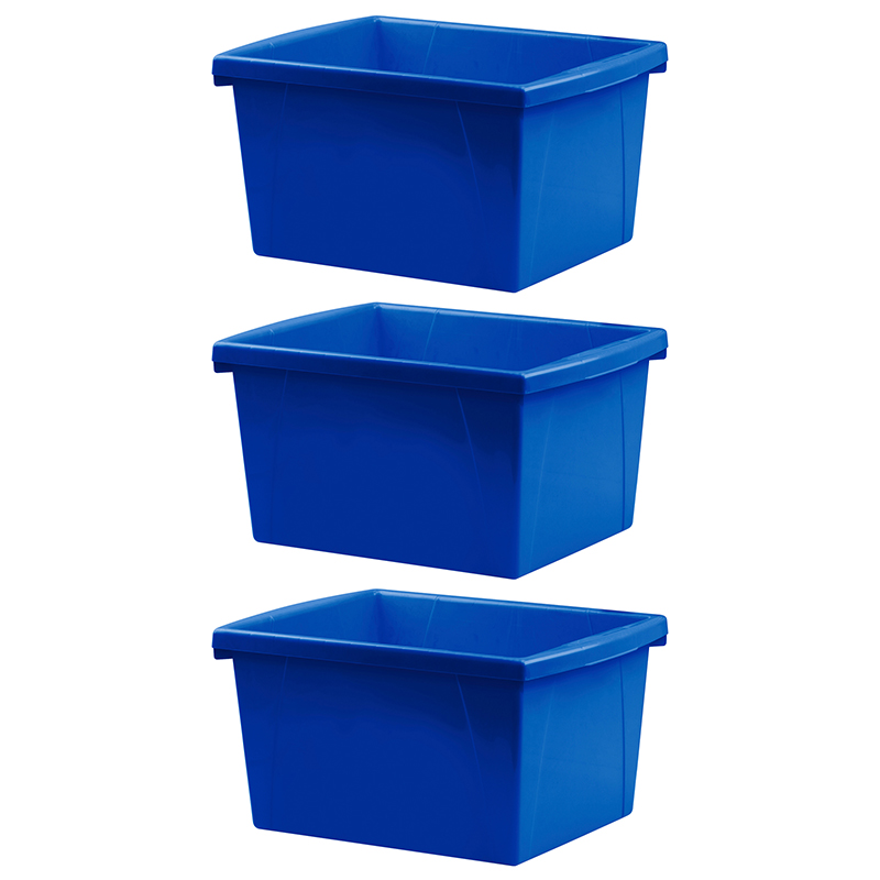 4 gal Classroom Storage Bin, Blue - Small - 3 Each