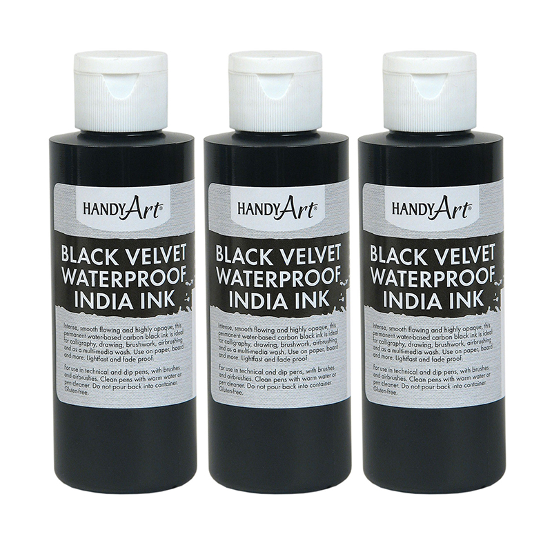 RPC410000-3 4oz Velvet India Ink, Black - Pack of 3