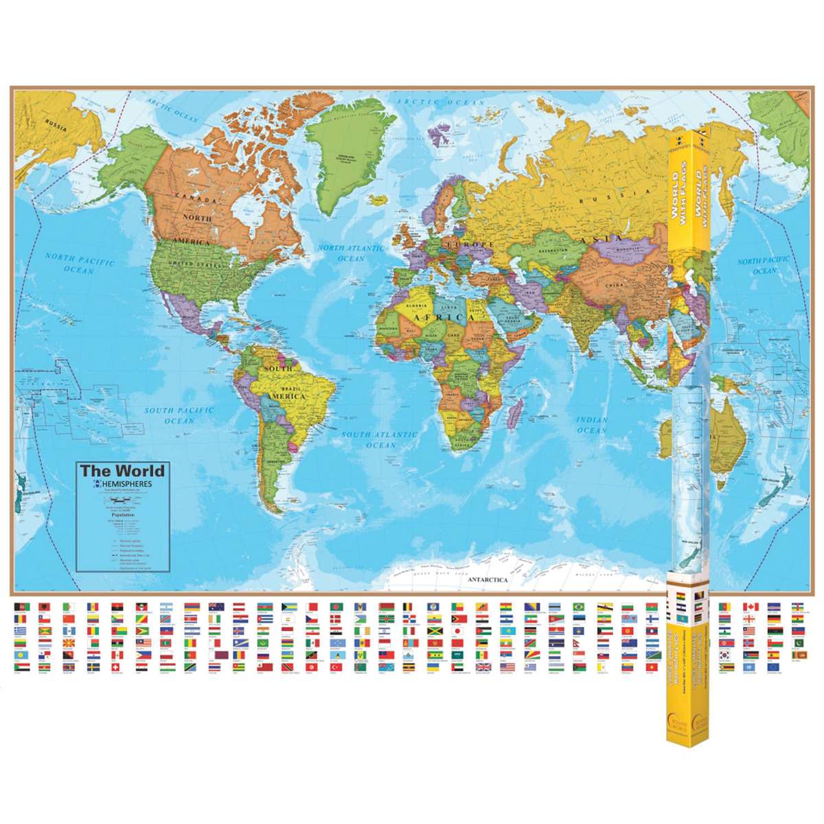 Picture of Waypoint Geographic RWPHM01-2 38 x 51 in. Hemispheres Laminated World Map - 2 Each
