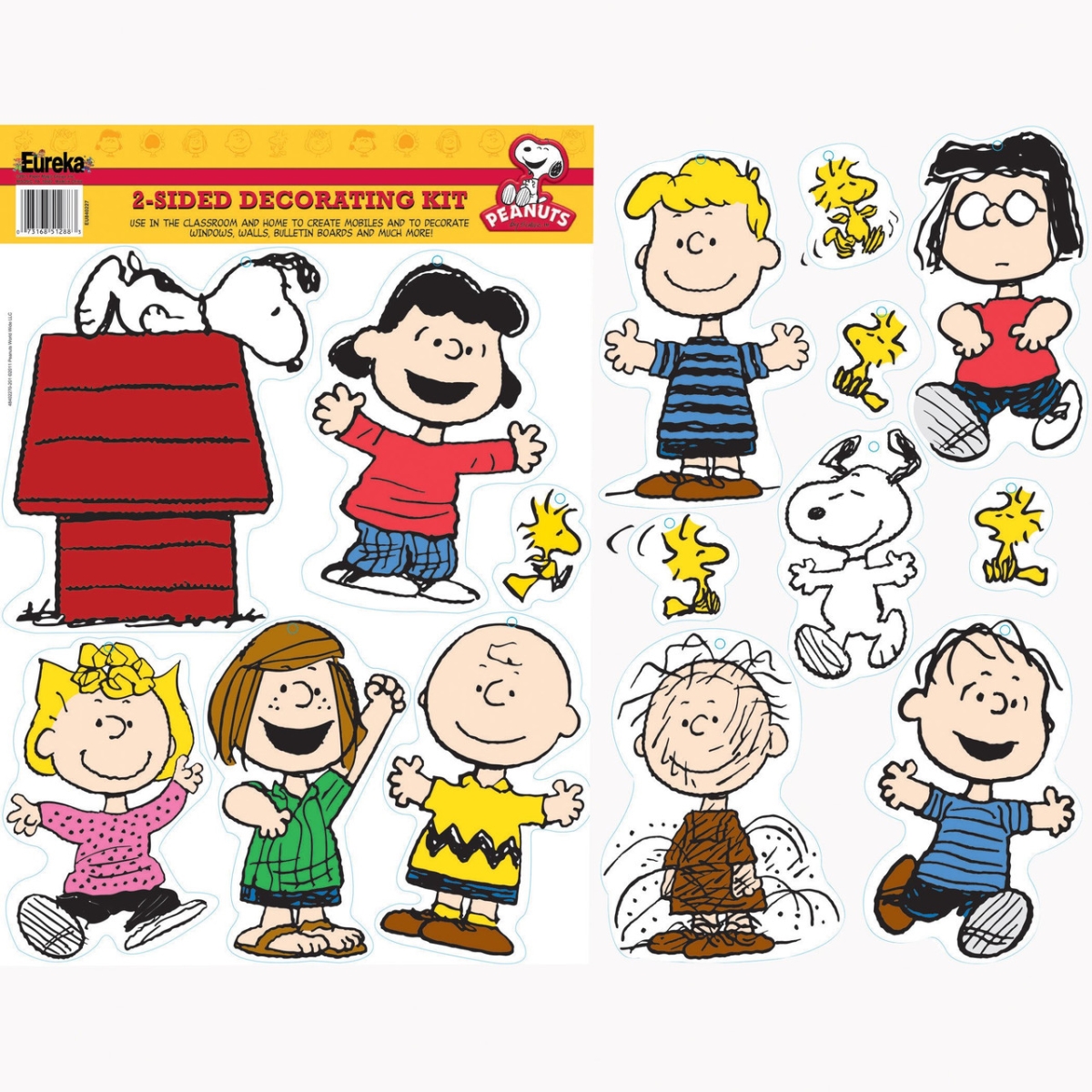 Picture of Eureka EU-840227-6 Peanuts Classic Character 2 Sided Decor Kit - Pack of 6