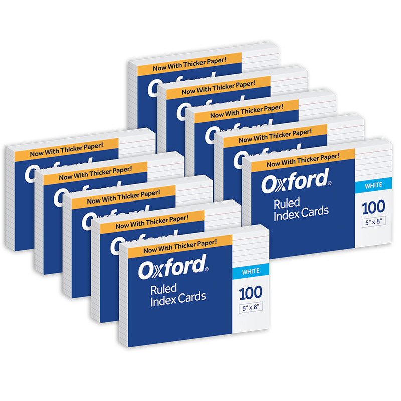 5 x 8 in. White Ruled Index Card - Pack of 10