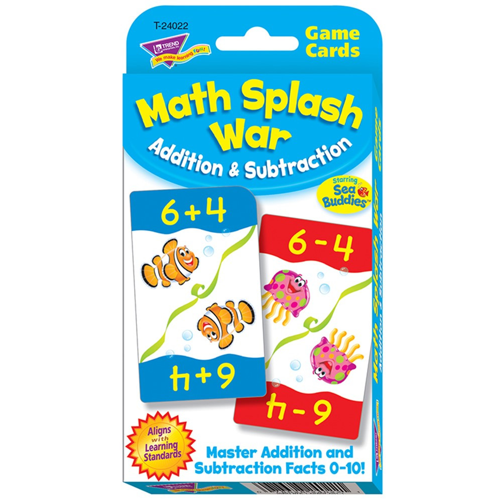 Math Splash War Addition & Subtraction Challenge Cards - Pack of 6