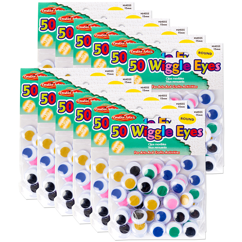 15 mm Round Wiggle Eyes - Pack of 12