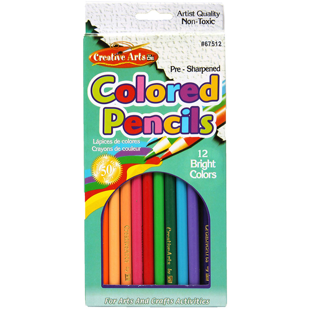 Pre-Sharpened Colored Pencils, 12 Assorted Colors Per Set, 7''es, 12PK