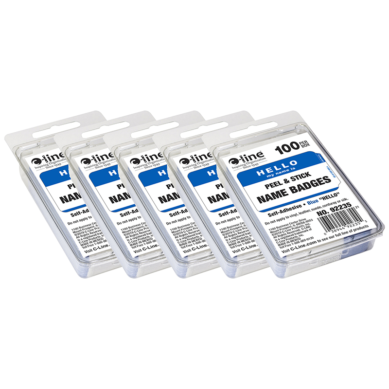 C-Line Self Adhesive Blue Name Badge - Pack of 5