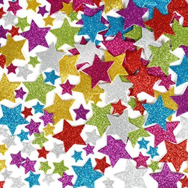 Multi Stars Glitter Foam Stickers, Multi Color - Pack of 3