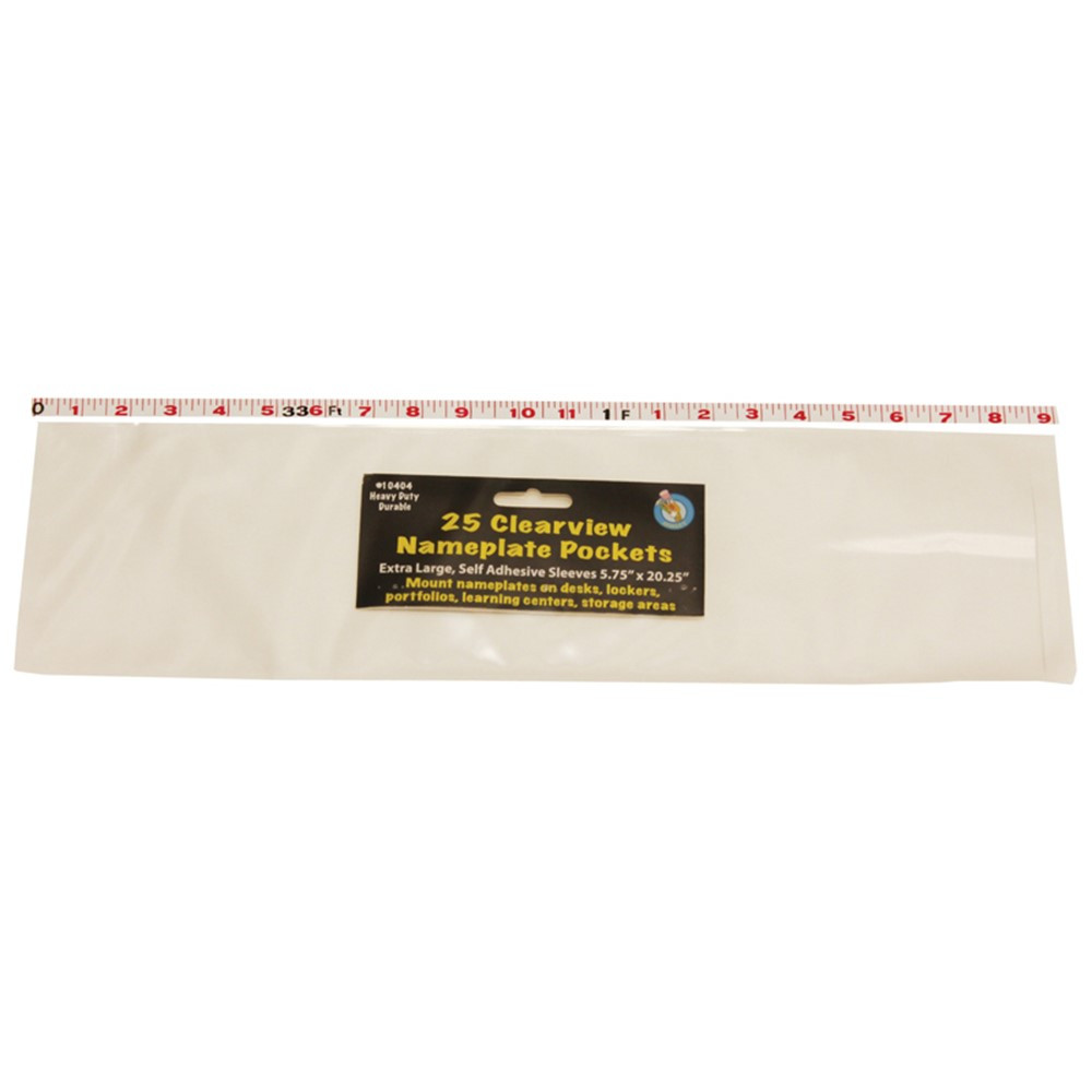 5.75 x 20 in. Clear Self-Adhesive Name Plate Pockets - Extra Large - 25 per Pack - Pack of 2