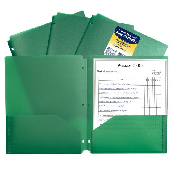 C-Line Products CLI33933-25 Two-Pocket Heavyweight Poly Portfolio Folder, Green - Case of 25
