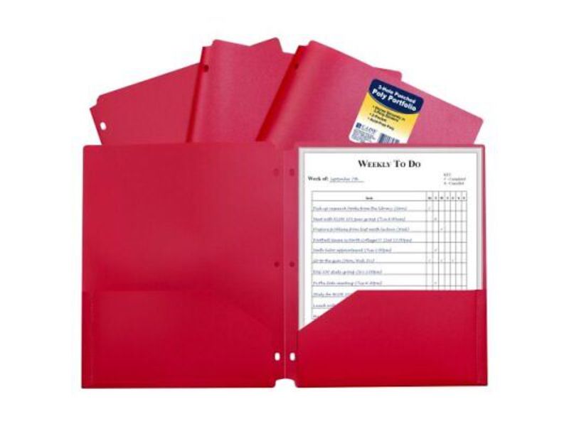 C-Line Products CLI33934-25 Two-Pocket Heavyweight Poly Portfolio Folder, Red - Case of 25