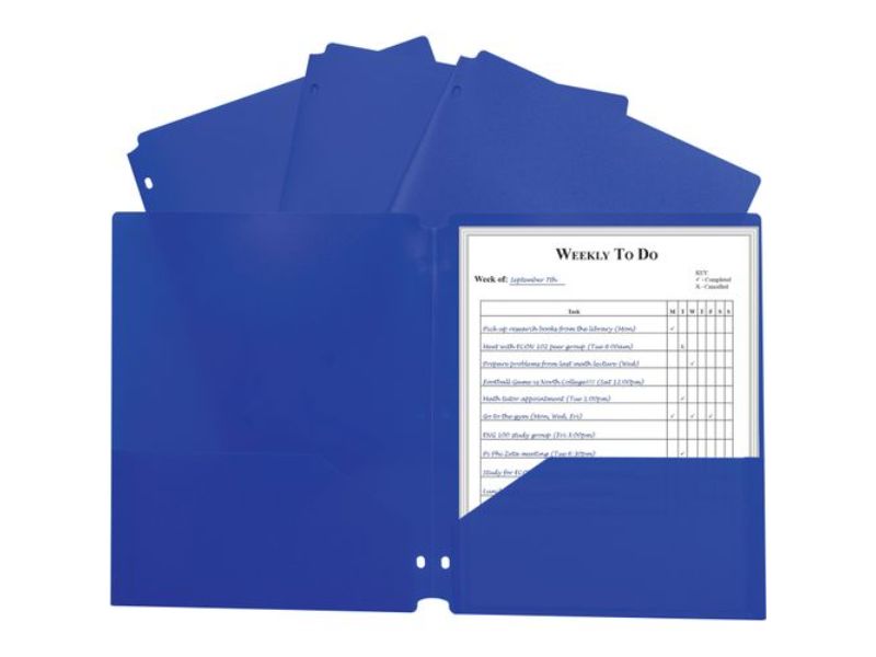 C-Line Products CLI33935-25 Two-Pocket Heavyweight Poly Portfolio Folder, Blue - Case of 25