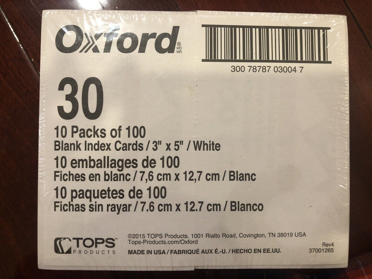 3 x 5 in. White Blank Index Cards - Pack of 10