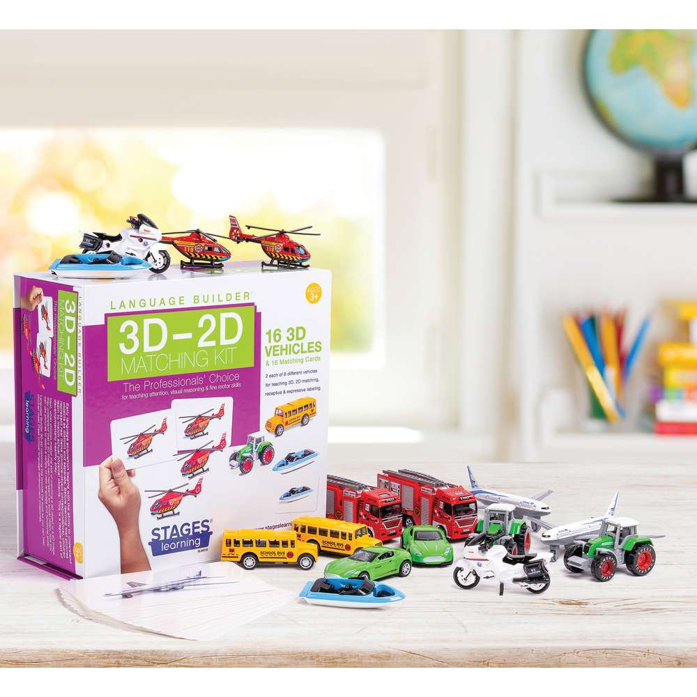 Picture of Stages Learning Materials SLM010 3D-2D Matching Vehicles Kit Language Builder