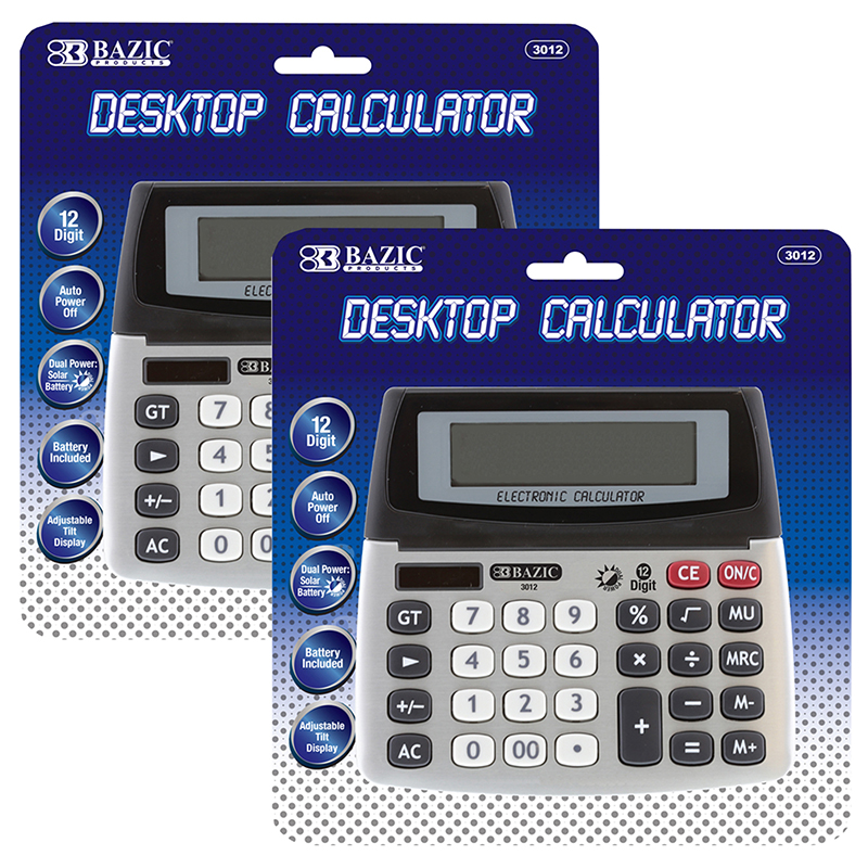 Picture of Bazic Products BAZ3012-2 Bazic Desktop Calculator, Pack of 2