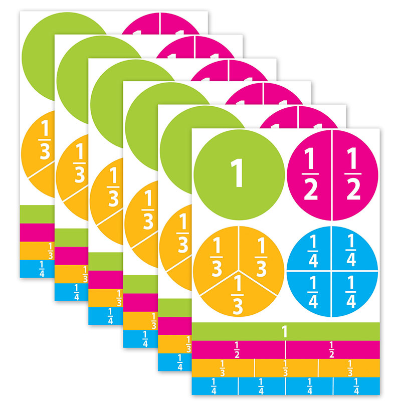 Math Diecut Fractions Magnet, Pack of 6
