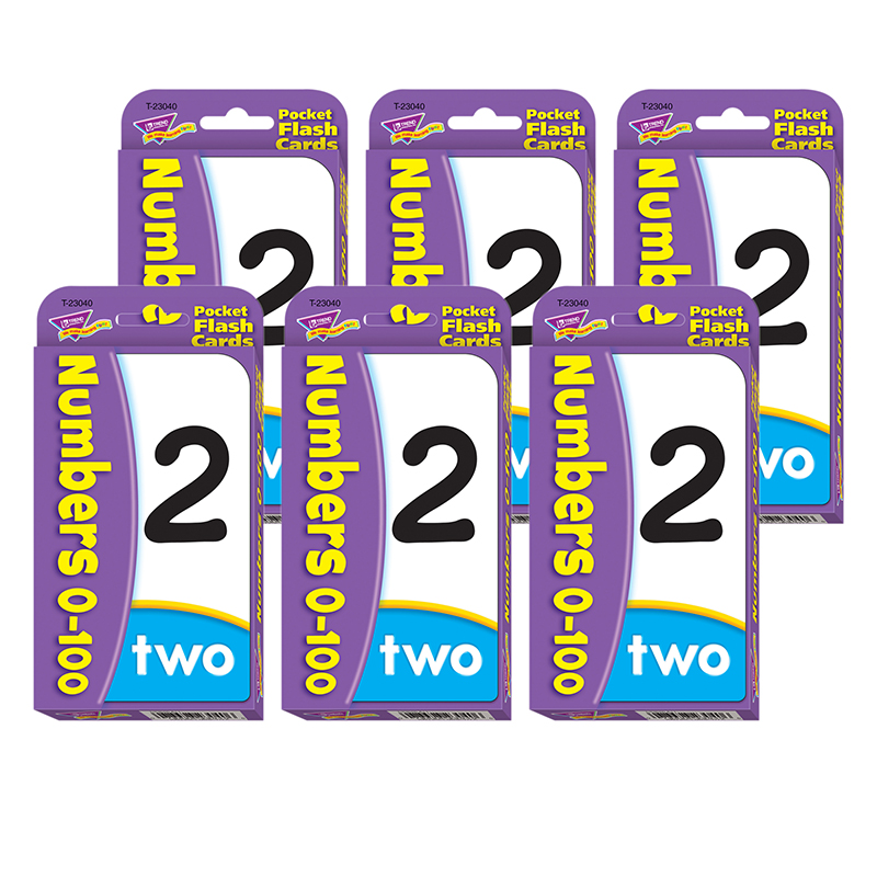 Numbers 0-100 Flash Cards, Pack of 6