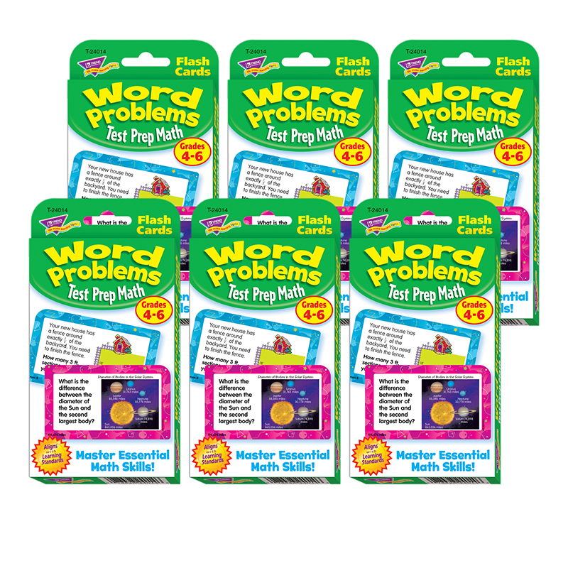 Grade 4-6 Test Prep Math Cards, Pack of 6