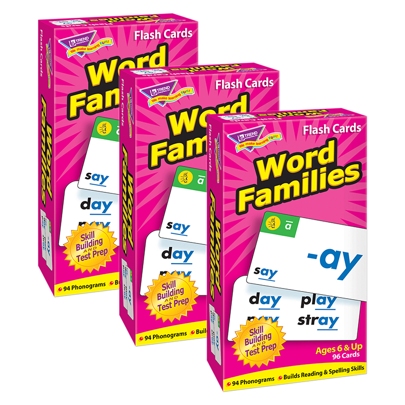 Word Families Flash Cards, 96 per Box - Pack of 3