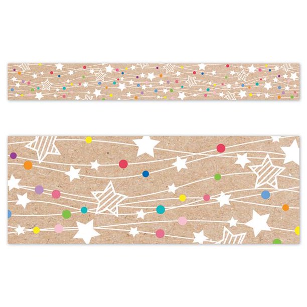 Krafty Pop Colorful Kraft Stars on Strings EZ Border, 48 Feet Per Pack, 3PK