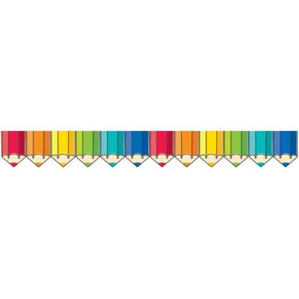 Core Decor Colorful Doodle Pencils EZ Border, 48 Feet Per Pack, 3PK